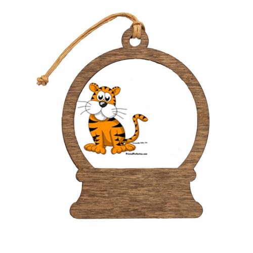 PrintedPerfection.com Personalized Tiger - Male Wooden Snow Globe Shaped Christmas Ornament