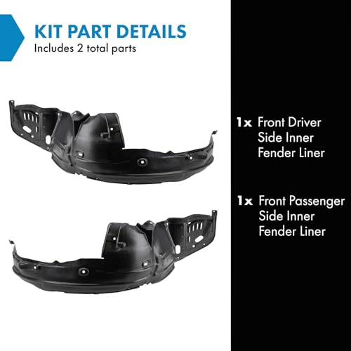 Image of TRQ Front Driver and Passenger Side Inner Fender Liner Set Compatible with 2008-2012 Honda Accord Coupe