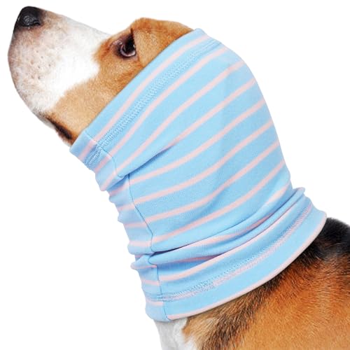 Image of Nanaki Calming Hoodie Dog Grooming Ear Cover Anxiety Relief-No Shake Dog Ear Wrap Hematoma, Striped Head Wrap Snoods for Noise Protection, Bath, Fireworks, Thunderstorm, Blow Drying, Warm-Keeping