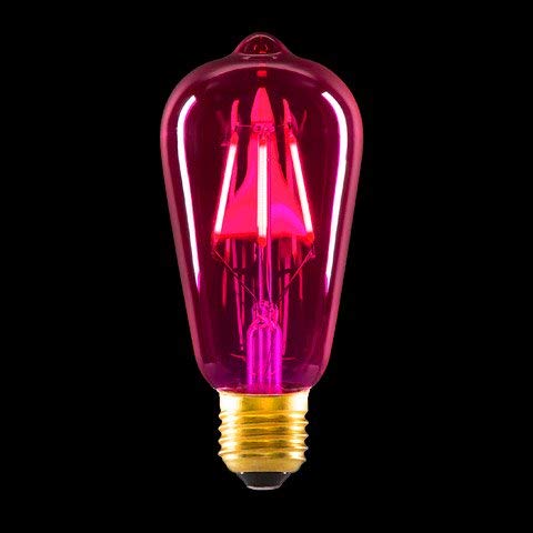 Pink Color 4W E27 E26 Base Filament Bulbs | Edison Bulb | Filament Antique Bulb | 15000 Light Hours | Hanging Light Led Bulb Warm White 2700K Antique Vintage Filament Light Bulbs Pack Of 1