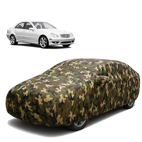 Image of Sulfar 100% Waterproof Car Body Cover for Mercedes Benz C280 - Triple-Stitched Dustproof UV, Heat & Rain Protection with Mirror Pockets, Full-Bottom Elastic & Free Storage Bag - All-Weather Indoor Out