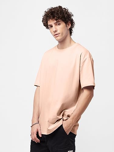 Image of The Souled Store Men Salmon Solid Bomber Neck Polos