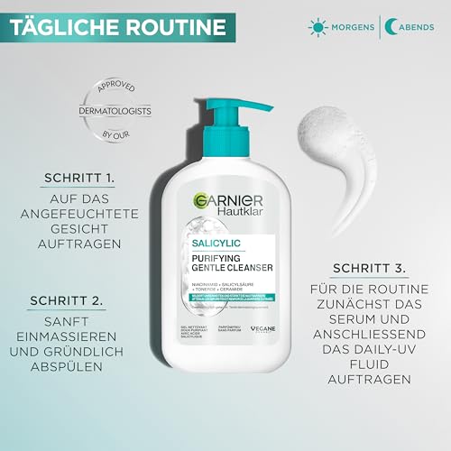 Garnier Hautklar Hydrating Deep Cleanser: Sanfte Gesichtsreinigung mit Niacinamide & Salicylsäure. Entfernt Unreinheiten, Öl & Make-up. Hydriert, mildert Poren, pH-neutral, für alle Hauttypen