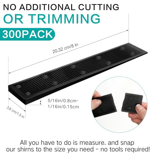 Image of Pangda 300 Pack 8 Inch Composite Plastic Shims for Leveling Multi Purpose Heavy Duty Furniture Composite Leveler Wedges, Adjustable Shims for Table Toilet Hot Tub Furniture (Black)