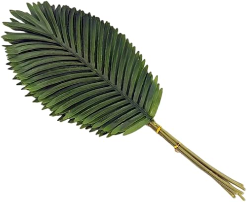 Miniatura 8 de Rikyo 10 hojas de palma artificiales de 22 pulgadas con tallo, plantas tropicales de palmera sintética, hojas verdes para selva, Hawaii, cumpleaños,