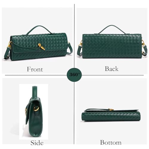 Image of Handmade Woven Evening Bag for Women Casual Clutch Purse Leather Shoulder Handbag Fashion Crossbody Bag
