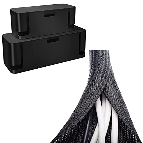 ZhiYo 6.6ft - 1/2 inch Cable Sleeve & Cable Management Box Black Bundle miniatura 1