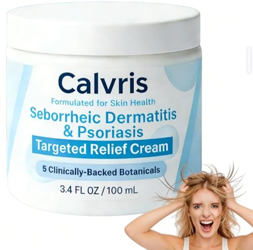 Calvris 2026 New Advanced Seborrheic Dermatitis & Psoriasis Treatment Cream, Natural Ingredients Scalp Relief & Beard Recovery Balm, Moisturizing, Itching & Flaking, Suitable for All Skin Types (1Box