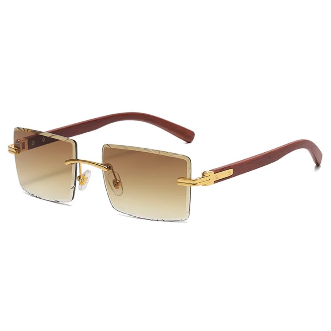 Lunettes de soleil vintage sans monture protection UV400 maximale verres marron - 7