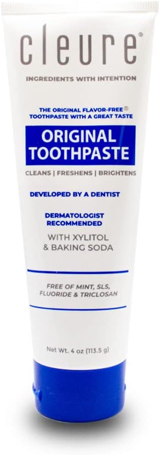 Cleure Toothpaste Flavor Free with A Great Taste, Fluoride, Gluten, SLS Free, 4 Oz