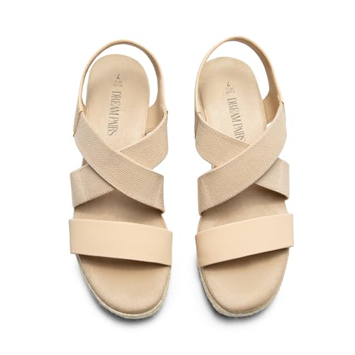 Image of DREAM PAIRS Womens Platform Espadrilles Wedge Sandals, Slip on Elastic Ankle Strap Sandals for Women Casual Dressy Summer