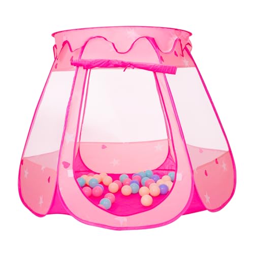 Pop Up Princess Tent with 50 Balls,Ball Pit with for Kid Girl Birthday Gift,Princess Toys for Toddlers with Carrying Bag,Play Tent for Kids Indoor|Outdoor