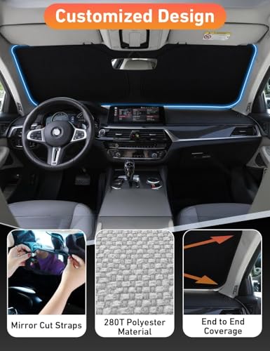 Image of EcoNour Windshield Sunshade Compatible for Audi RS 7 2014-2024 2025 2026, Sun Visor for Front Windshield & Window Sun Shade Cover, UV Heat Blocker & Protector, Car Accessories