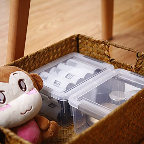Image of Citylife 1.3 QT 6 Pack Small Storage Bins Plastic Storage Container Stackable Box with Lids for Organizing, Clear White