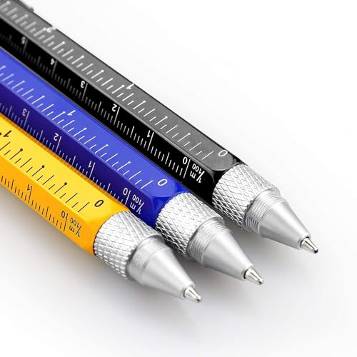 Image of COOFANDY Multi-tool Pen, Construction Tools Office Supplies, Screwdriver Metal Pocket Pen, Touchscreen Stylus /Ballpoint Pen /Bubble Level /Ruler /Phillips Flathead Bit, Mechanic Tools for Men