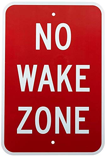 Warning Sign, Low Idle Speed Waterway No Wake Boating Regulation Metal Plaque, 8X12 Inch Marina Lake Marker For Dock, Boat Ramp And Waterfront Yard