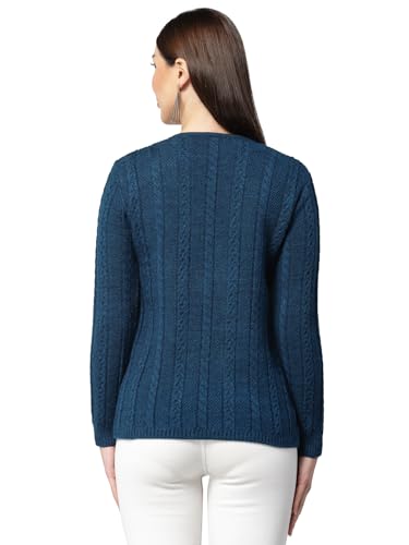 Image of Kalt Women Cardigan Sweater for Winter Woolen Acrylic Full Sleeves V-Neck Cable Design Cardigan Sweater for Women Winter Stylish