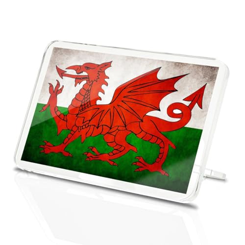 Classic Rectangle Magnet with Stand - Distressed Wales Welsh Dragon Flag - Fridge Locker Office Whiteboard Toolbox #56016