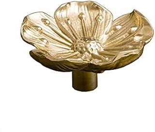 YYDFPIIA 2Pcs/Lot Retro Brass Golden Cabinet Knobs Copper Plum Blossom Flower Knobs and Pulls Kitchen Door Handles for Furniture Hareware