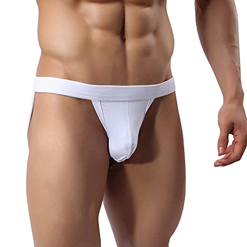 Linemoon Mens Jockstrap Sexy Underwear Athletic Supporters Nylon Jock Straps Male White Medium #TOP5