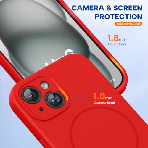 Miracase Compatible with iPhone 15 Case, [Soft Anti-Scratch Microfiber Lining], Liquid Silicone Case Gel Rubber Shockproof Drop Protection Phone Case for iPhone 15, Red by Miracase - Used condition - Image 7