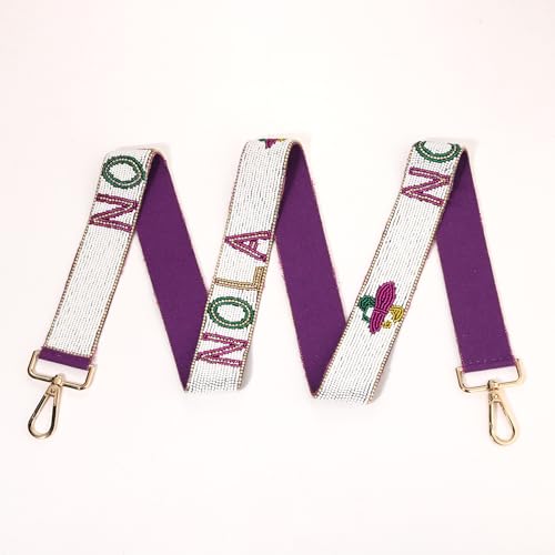 Image of NLCAC Beaded Purse Strap Replacement Crossbody Bag Strap Mardi Gras Valentines Day Holiday Crossbody Strap for Bags
