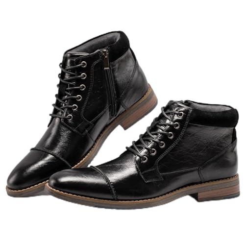 Image of Arkbird Mens Dress Boots, Genuine Leather Classic Casual Ankel Boots with Side Zipper