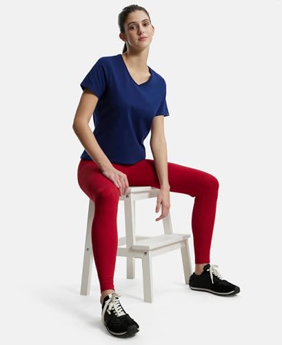 Image of Jockey AW87 Women Super Combed Cotton Elastane Stretch Leggings with Ultrasoft Waistband