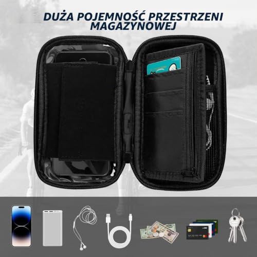 CNMTCCO uchwyt na telefon komórkowy na rower, wodoodporny uchwyt na motocykl z osłoną przeciwdeszczową, obrotowy w zakresie 360°, uchwyt rowerowy, torba na kierownicę na smartfon 7 cali