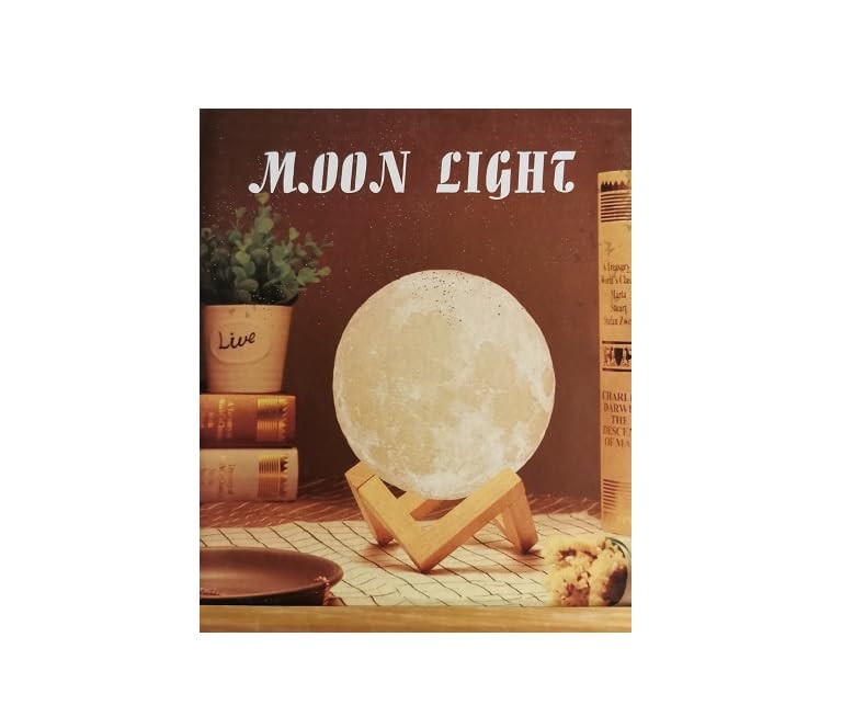 Lampada 3D A Forma Di Luna Con Supporto In Legno – Luce Notturna Multicolore