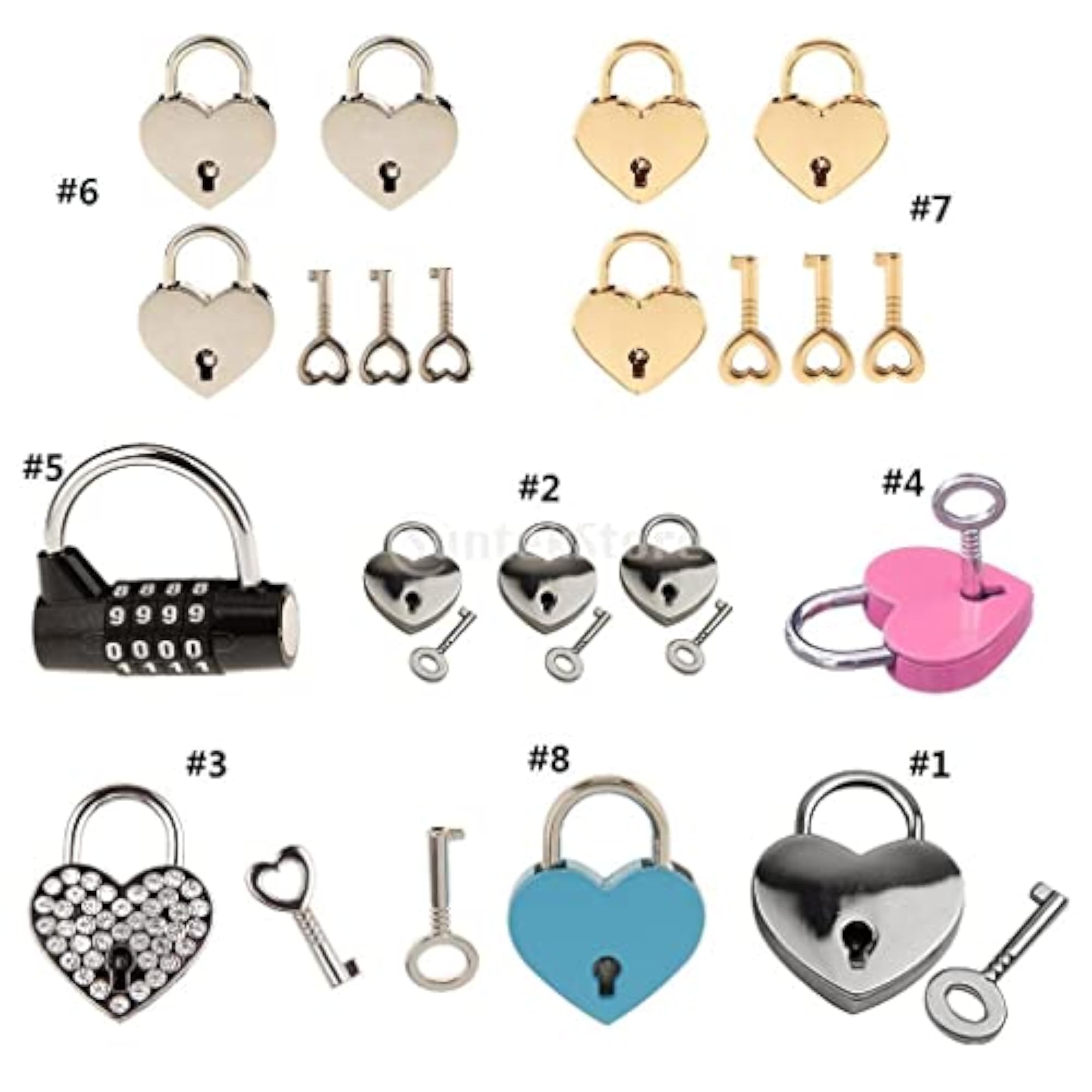 Mini Heart Shape Lock with Key, Silver