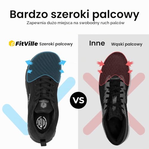 Fitville Extra Wide Buty Do Biegania Męskie Buty Do Biegania Amortyzowane Buty Sportowe Lekkie, Oddychające Trampki Tenisówki Fitness Buty Do Chodzenia V2