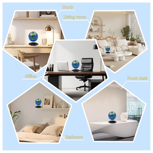 Surplex Leuchtende schwebende Weltkugel mit 7 Farblichtern, Touch-Steuerung und Farbverlauf, Nachtlicht-Globus, magnetische Schwebefeld-Weltkarte für pädagogisches und Geschenk,