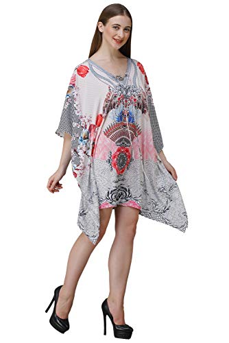 Image of RAVI RAJORIA Georgette Digital Printed Beach Wear Kaftan Blue Free Size R800 | Multi Color 2