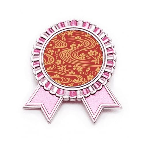 Broche en forme de fleur de culture japonaise rouge bouclée M Métal