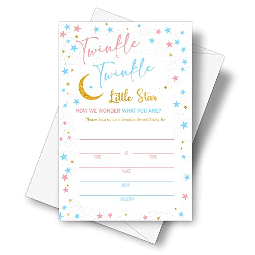 Twinkle Little Star Baby Shower Invitations With Envelopes4 X 6 Moon and Stars Baby Shower Invites For Boys Girls Baby Gender