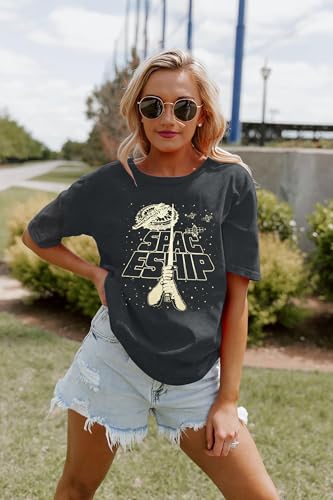 Image of FRYAID Women May The Power Be with You Graphic T Shirt Short Sleeve Casual Tops Summer Fun Vacation Shirt Soft Casual Fit