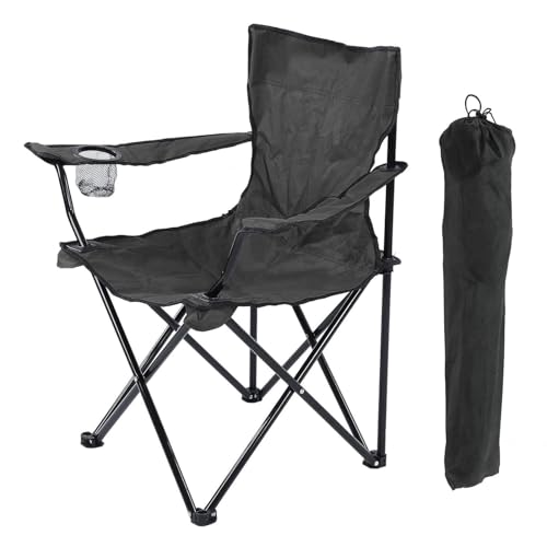 Image of VTOY KIMEE Folding Camping Chair | Supports 130kg | Alloy Steel Portable Foldable Chair with Cup Holder & Carry Bag | Beach Picnic Garden Outdoor