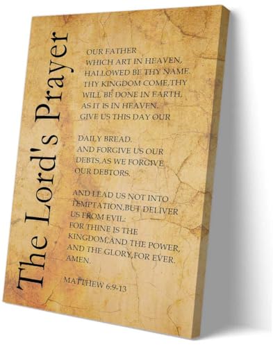Sboobily Lords Prayer Wall Art Matthew 6 9-13 Bible Verse Poster Vintage Framed Christian Wall Art Pictures Prints Modern Canvas Religious Quotes Poster for Home Decor 12x18 inches