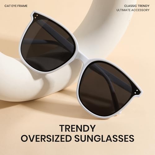 Image of Cyxus Oversized Cat Eye Sunglasses for Women Polarized Lens UV Protection for Beach Music Festivals Shopping 1902