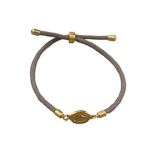 Pulsera Virgen de la Milagrosa con correa de naylon en color gris. Pulsera ajustable. Ideal regalo Cumpleaños, Confirmación, Aniversario, Fiesta.