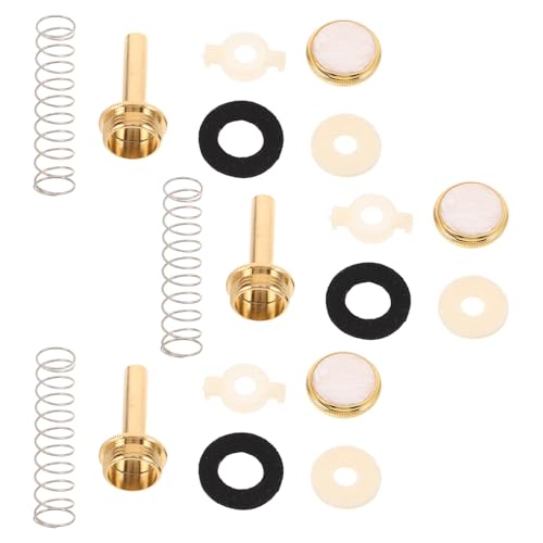 MUELODSIC Kit de Reparación de Válvulas para Trompeta con Tapa Dorada Botones Redondos Resortes y...