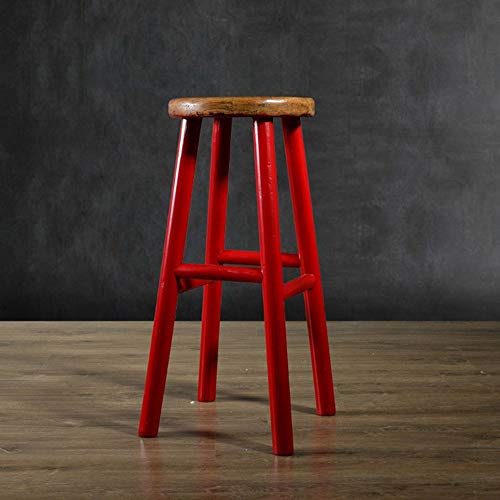 Teerwere Bar Chair Indoor Rustic Barstools With Wooden Seat For Home Pub Bistro Kitchen Bar Swivel Barstool (Color : Red, Size : 36X36X75Cm) #TOP4