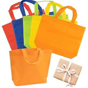 MAQIHAN Non-Woven Party Favor Bags – Colorful Reusable Bags Non Woven 10 Pack Solid Color Reusable Tote Bags Bulk With Handles Nonwoven Reusable Grocery Bags For Christmas Gifts Celebrations
