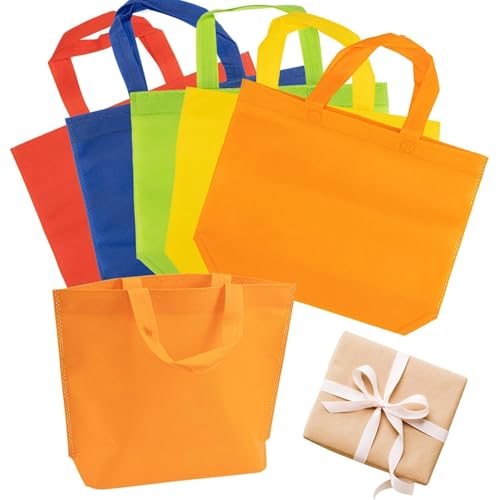 MAQIHAN-Non-Woven-Party-Favor-Bags-Colorful-Reusable-Bags-Non-Woven-10-Pack-Solid-Color-Reusable-Tote-Bags-Bulk-With-Handles-Nonwoven-Reusable-Grocery-Bags-For-Christmas-Gifts-Celebrations