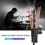 Stick Holder,HUIOP Drumsticks Holder Brush Holder Drumstick Grabber Stick Holder Strong Spring Clamp Mechanism Anti-Slip Rubber Pad Angle Adjustable