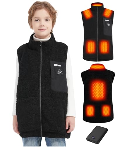 Fleece Kids Heated Vest - Boys and Girls Lightweight Heating Jacket Coat, 2025 Upgraded 7.4V Battery Pack & Heating Element