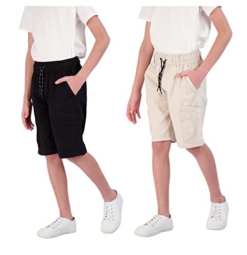 TONY HAWK Boys Twill Shorts with Cargo Pockets 2 Pack...