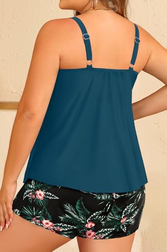 Image of Daci Women Plus Size Tankini Swimsuit - 2 Piece Flowy Plus Size Bathing Suits and Shorts with Pockets 2025