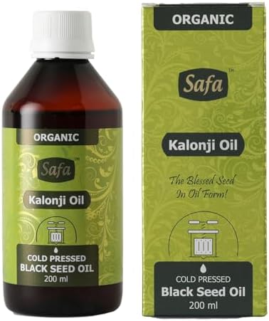 Safa Kalonji Oil Organic Cold Pressed Pure Black Seed Oil|Rich In Omega 3,6 & 9 Essential Fatty Acids|Promotes Immunity,Hair,Skin & Overall Health|Nigella Sativa Black Cumin Seed Oil|Pack of 200 Ml